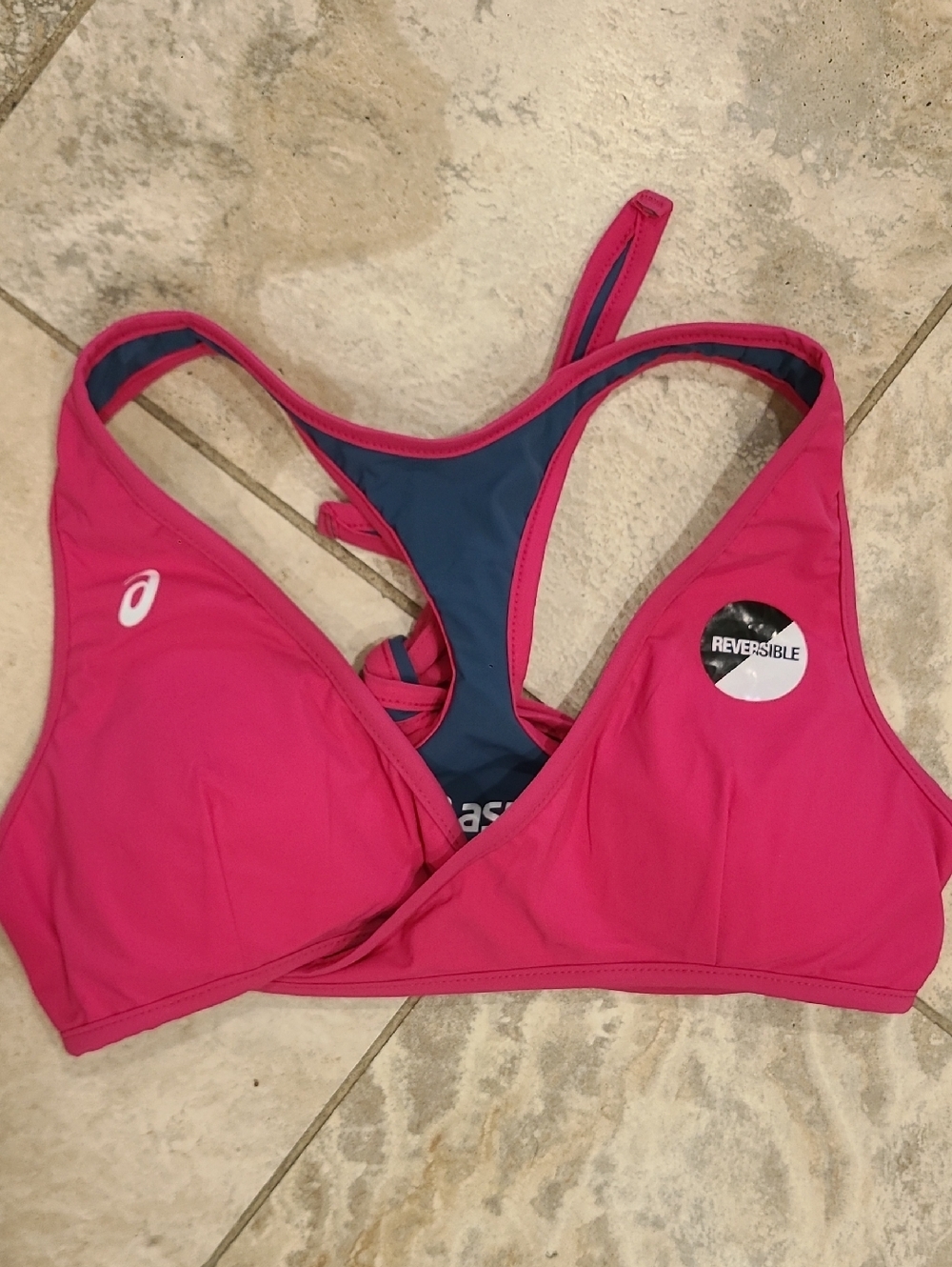 Asics Pink with Gray Reversible Racerback Sports Bra